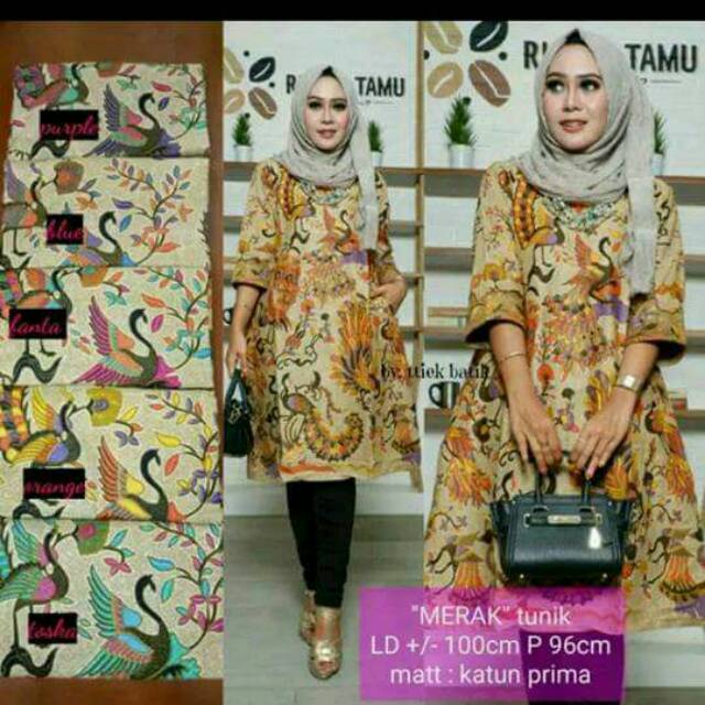 MERAK TUNIC SOGAN MINI DRESS LONG BLOUSE PANJANG BATIK SERAGAM KANTOR WANITA BATIK MODERN SERAGAM