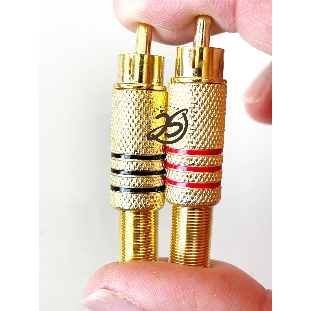 JACK RCA GOLD (1SET) SEPASANG (MERAH-HITAM) JACK RCA MALE GOLD JACK AUDIO RCA GOLD METAL