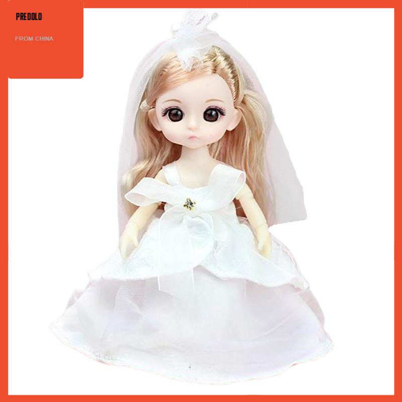 15cm BJD Doll 6inch 13 Jointed Accessories Long Hair Wedding Dress for Girls