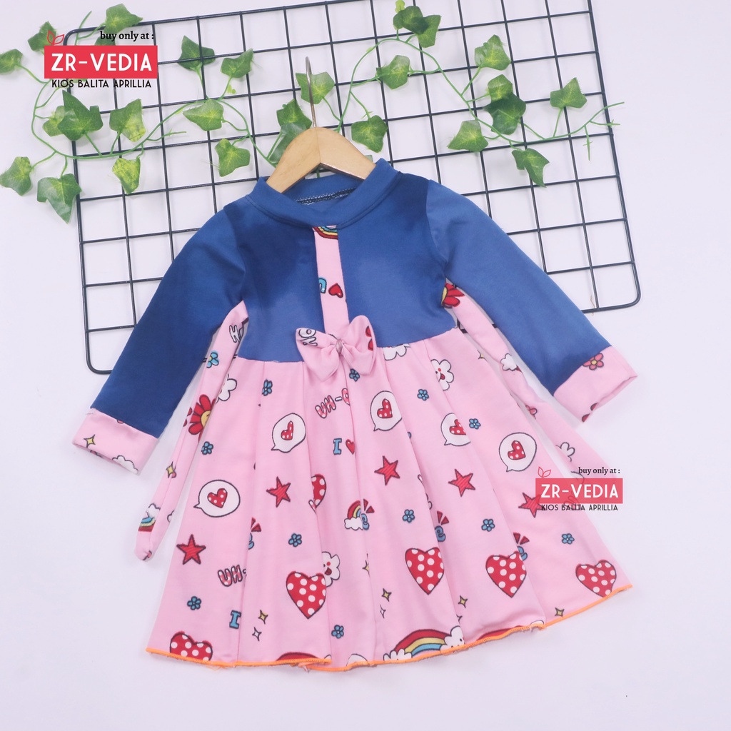 Dress Valencia 1-8 Tahun / Dres Lengan Panjang Anak Perempuan Fashion Kids Pesta Baju Cewek Murah