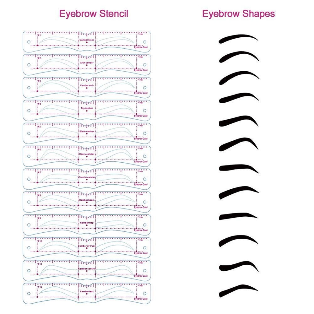 (Cod Tangding) 12pcs / Set Kartu eyebrow Cetakan Alis Tipe Bahasa Inggris / Cina