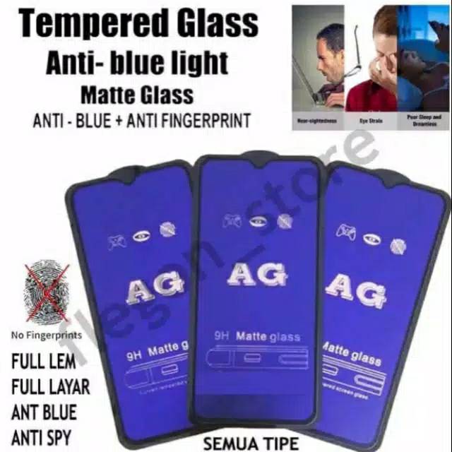 tempered glass Samsung A50S A50S A30 A20 A31 A71 A32 A72 anti gores kaca matte blue light fullayr