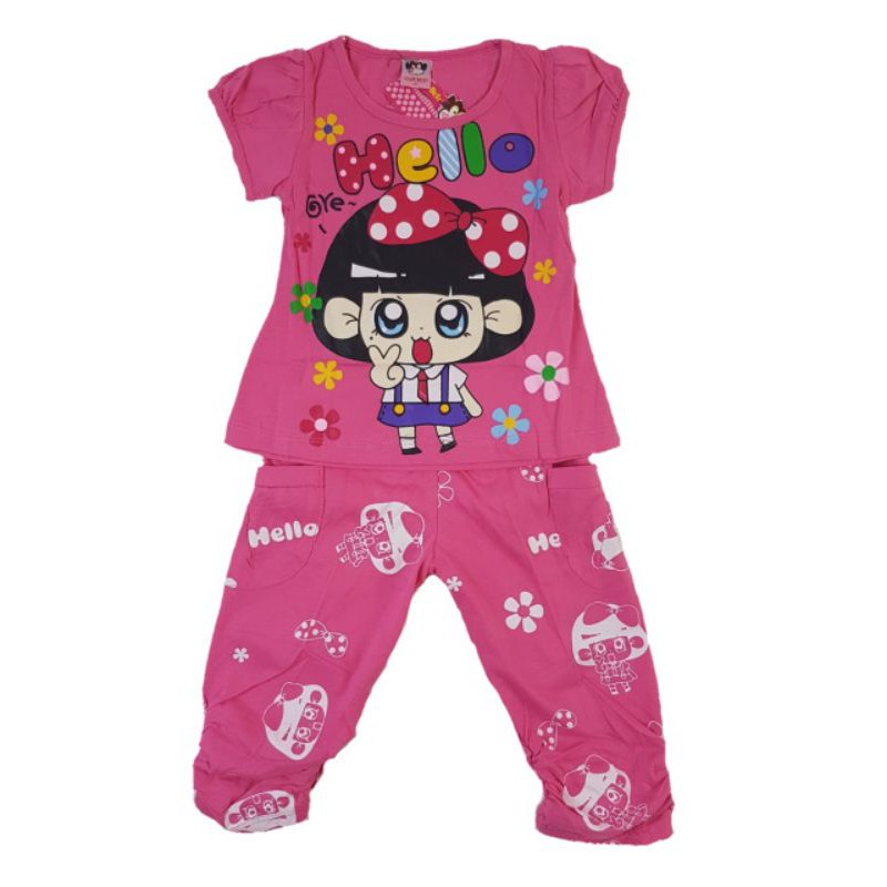 SETELAN ANAK BAJU ANAK 2-7 TAHUN MOTIF HELLO