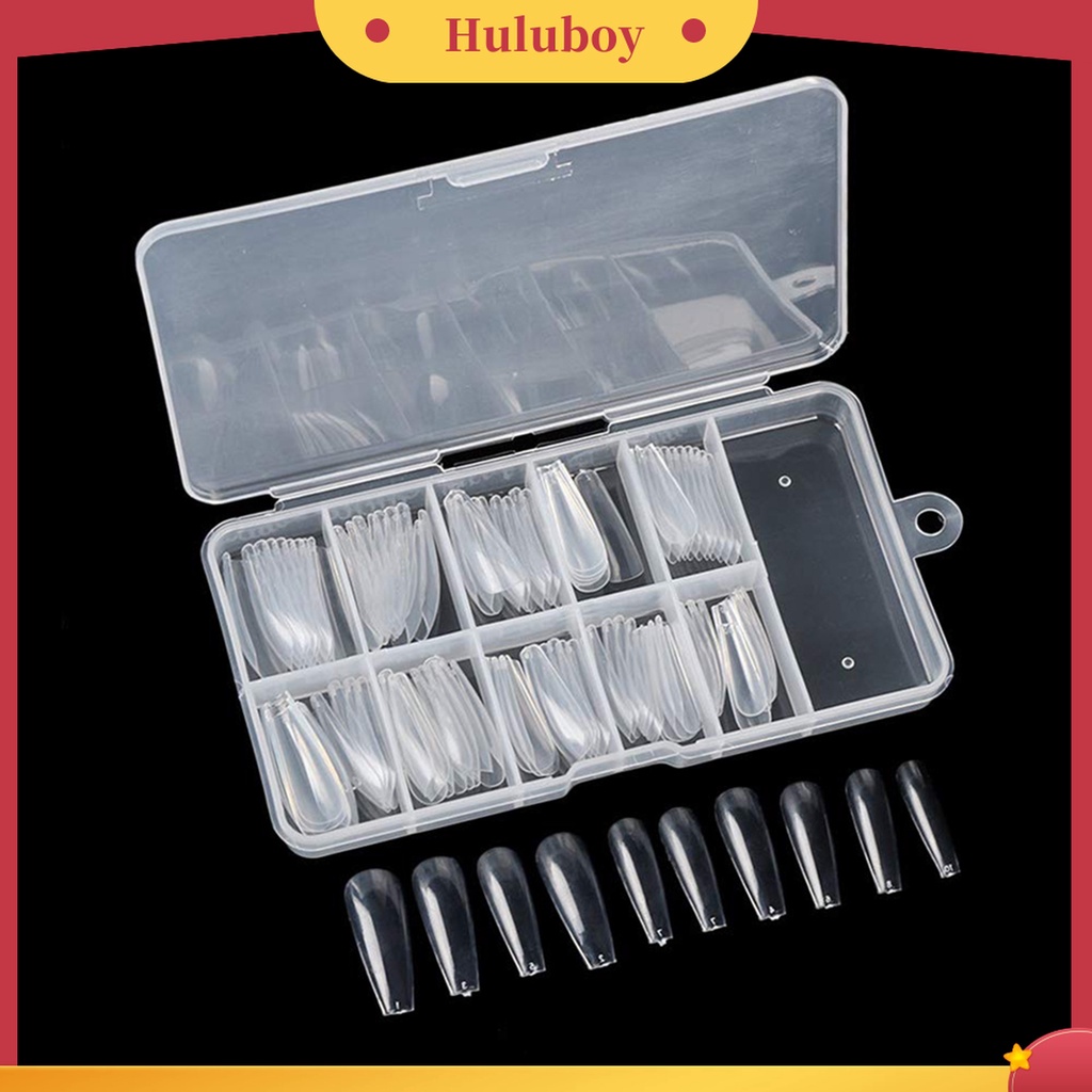 Huluboy Huluboy♡ 100pcs Kuku Palsu Full Cover Natural Dengan Kotak Untuk Wanita