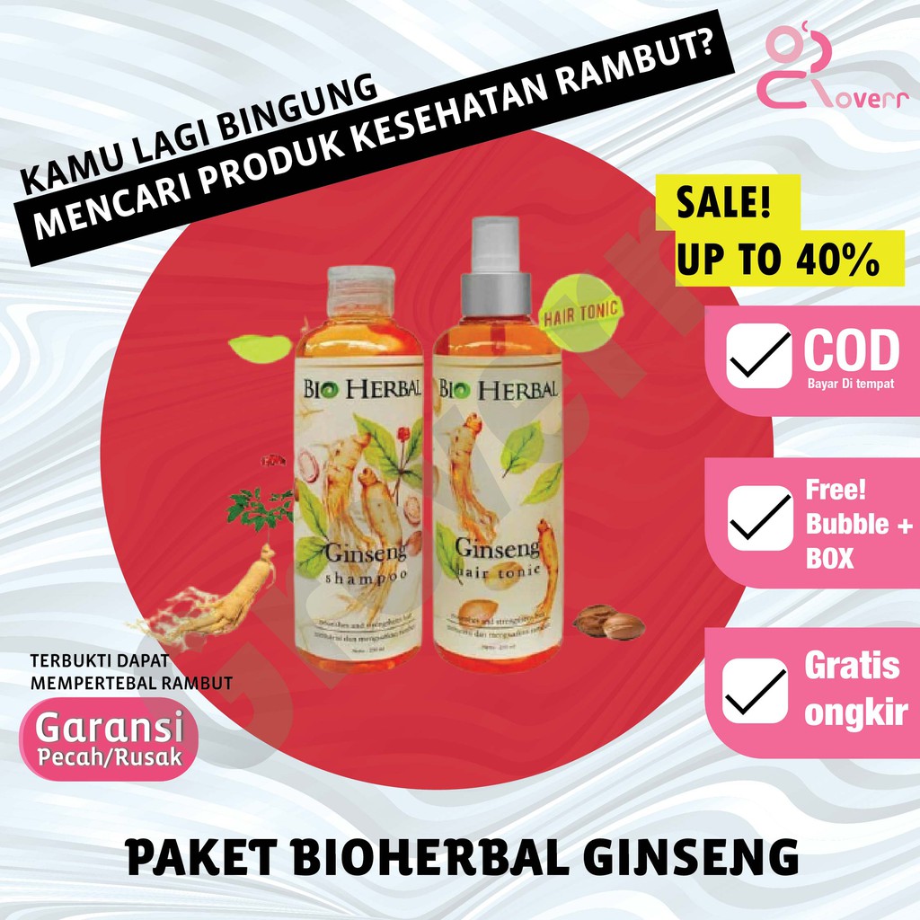 Paket Perawatan Obat Shampo Tonic Bio Herbal Ginseng Penumbuh Rambut Botak BPOM Original Halal