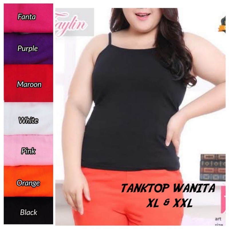 TANKTOP JUMBO POLOS Ukuran Besar - Tank Top Wanita Tali Lebar Big Size-3