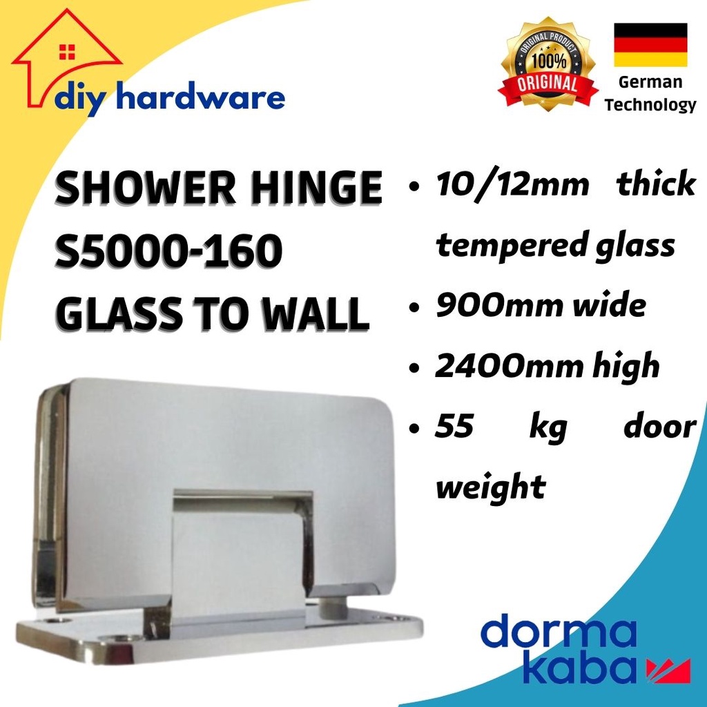 Dorma S5000 - 160 Glass  to Wall set dormakaba shower hinge s 5000-160