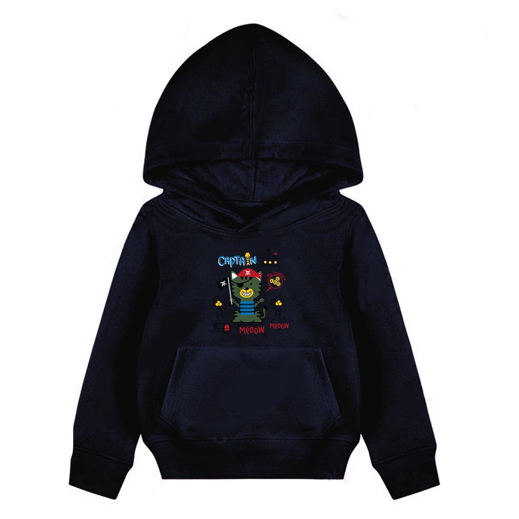 Hoodie Anak Captain Meow Sweater Pakaian Fleece Anak M - XL