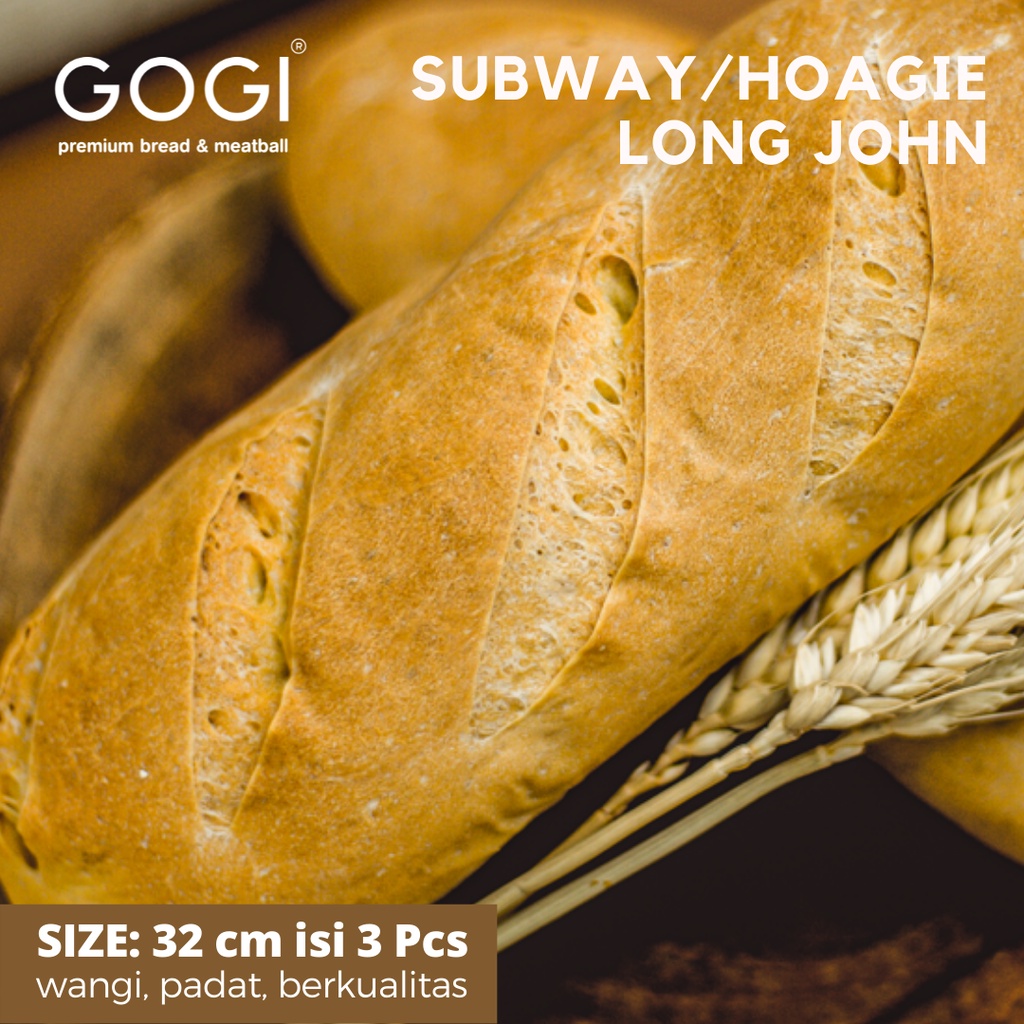 

Hoagie Roll isi 3 pcs 32cm Roti Subway Bread Roti Long John Bread