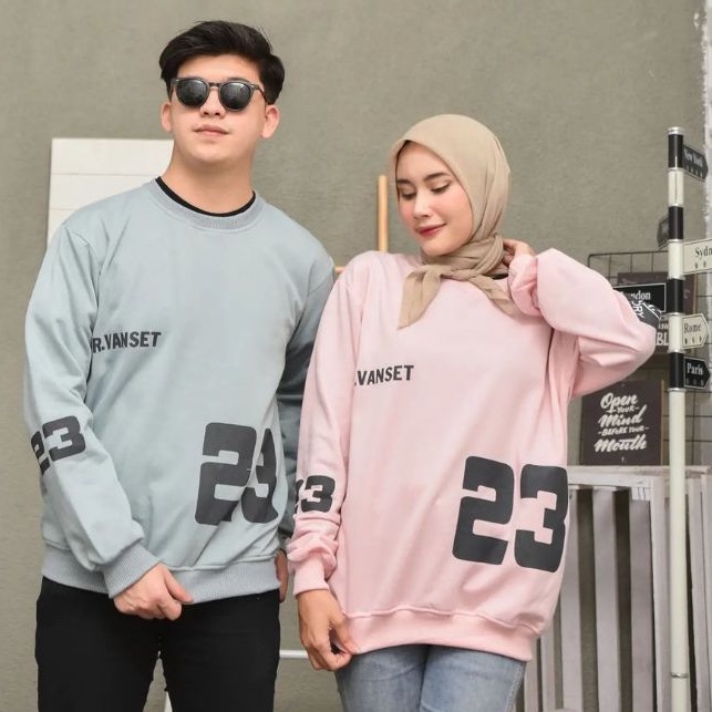 MR VANSET 23 Sweatshirt Sweater Wanita Pria Couple Crewneck Oblong Fleece Terbaru Hot Item Trend