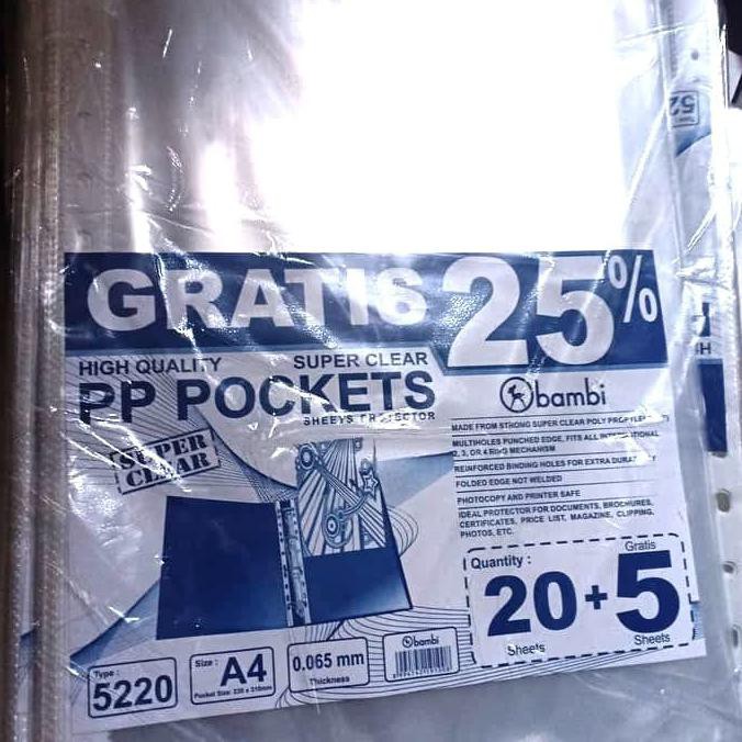 

READY BAYAR DITEMPAT PP pocket Bambi A4/F4 (pack) isi 100pcs - A EMPAT BERKUALITAS Kode 1139