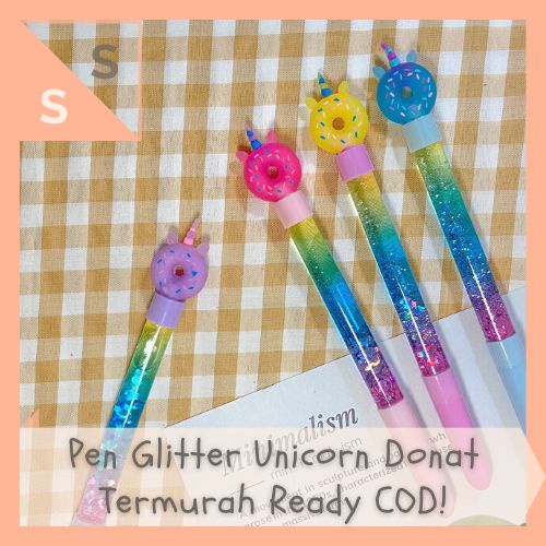 

[simplyshop] Pen / Pulpen Glitter Liquid Full Unicorn Donat Kuda Poni Warna Neon Fairy Stick Rainbow Crystal Ball Tinta Hitam Souvenir Alat Tulis Hadiah