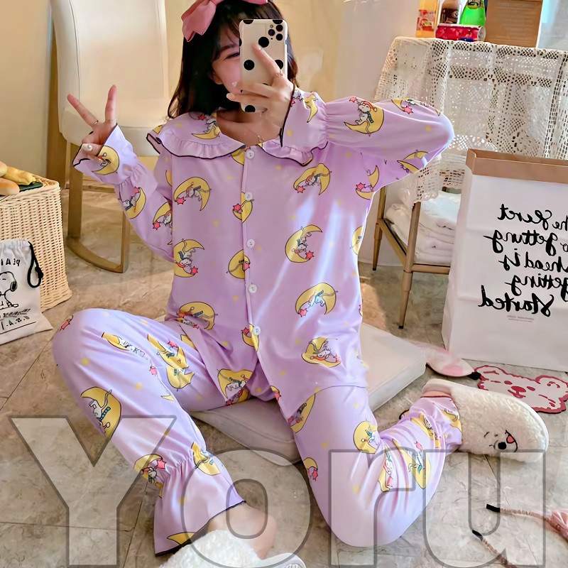 Pamelo.id Set PP Baju Tidur Import/Baju tidur Wanita/Baby doll/Importir Baju Tidur/ Baju Tidur Tas pouch/Korea Style/Fashion Korea/Piyama Import