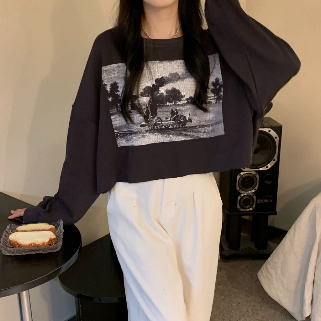 TRAIN SWEATER OVERSIZE - CREWNECK SWEATER WANITA - PAKAIAN WANITA KOREA