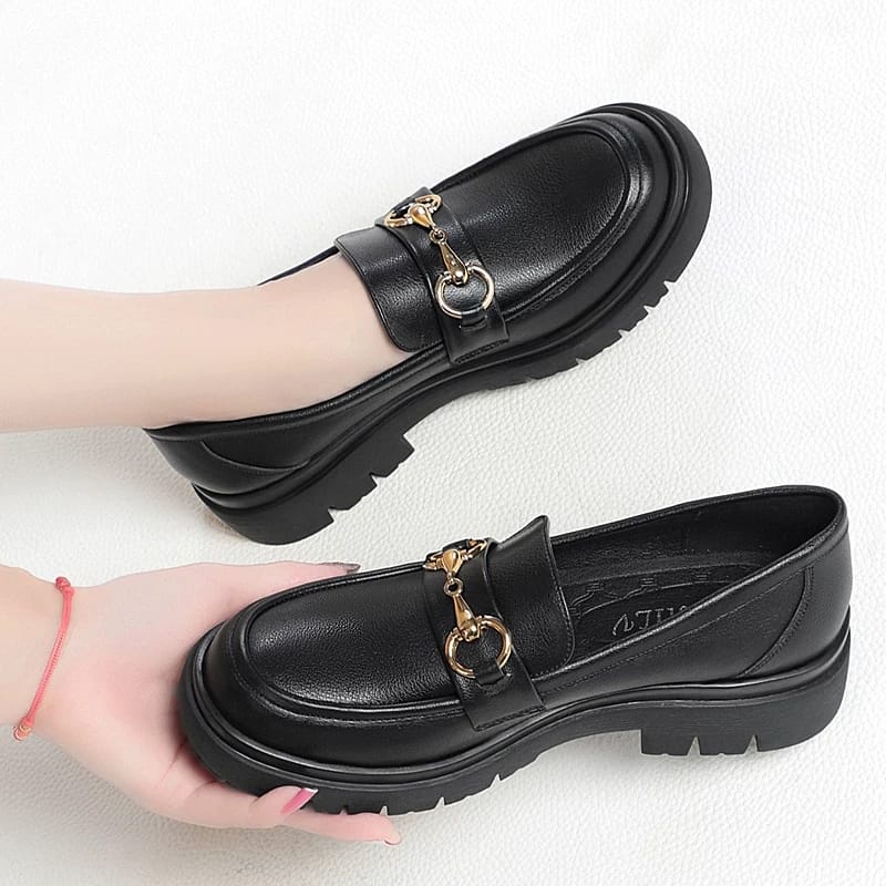 Sepatu Docmart Loafers Black Dof / Sepatu Wanita Tulang Premium LCD 02