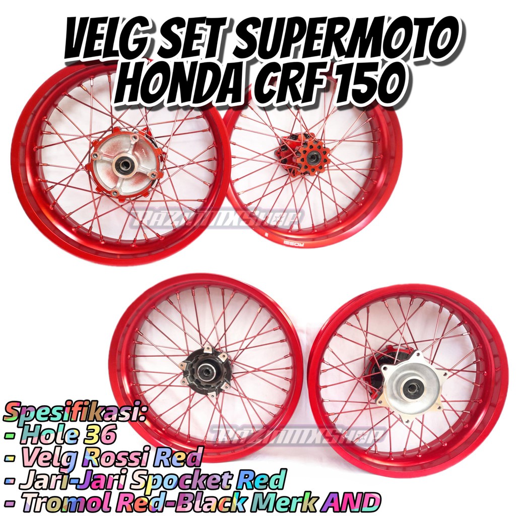 Velg Set Tanpa Ban PNP Supermoto Honda CRF 150 Warna Merah