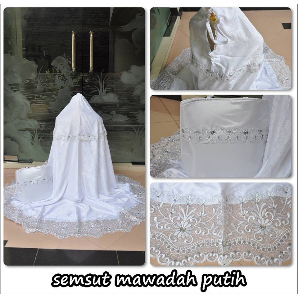 Grosir Mukena Manis # MUKENA DEWASA BORDIR SEMI SUTRA  MAWADAH PUTIH