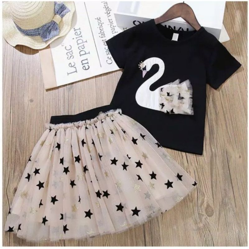 Dress Anak Rok Tutu Setelan Queen Swan Impor