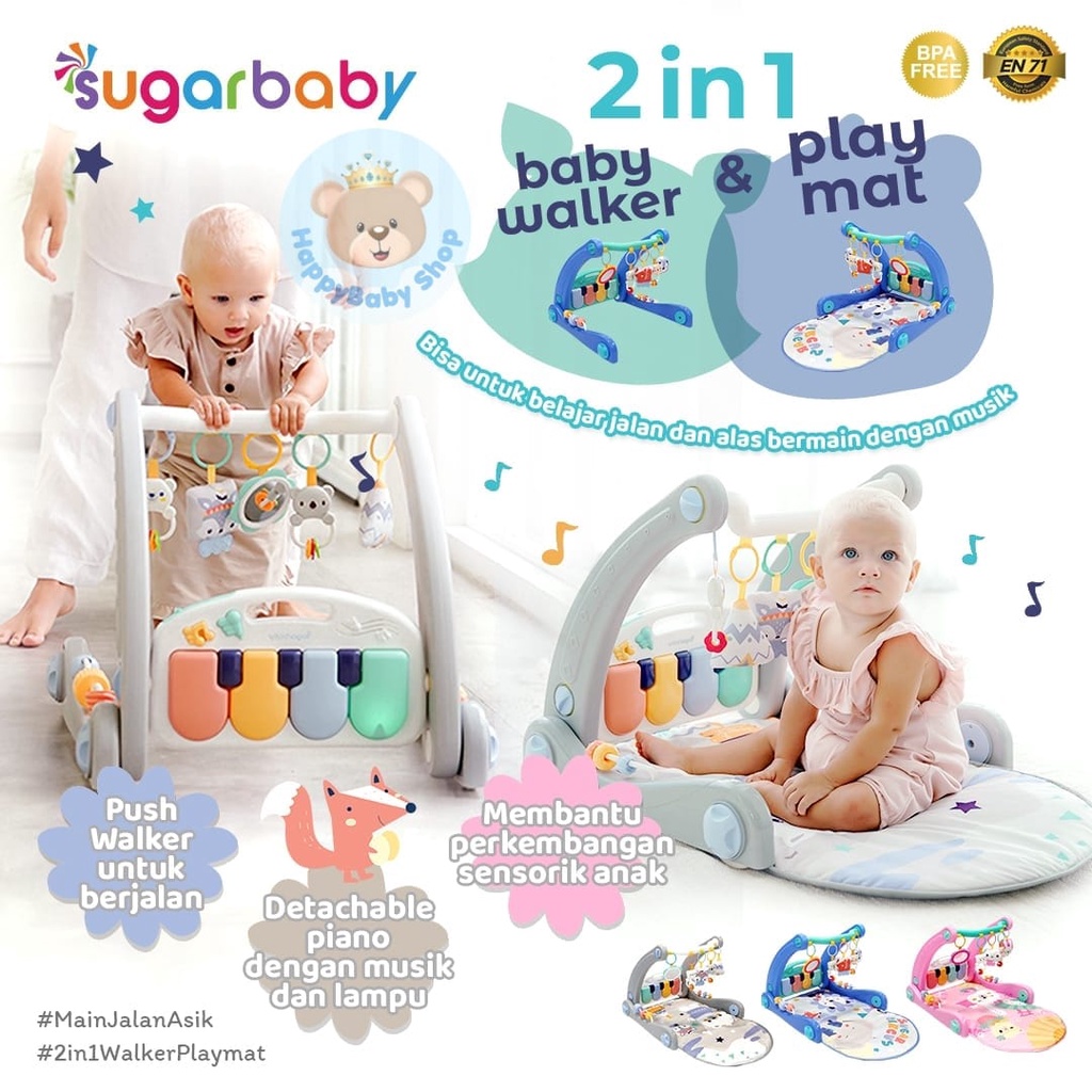 Sugarbaby 2in1 Baby Walker &amp; Playmat/Push Walker/Alat Bantu Jalan Anak