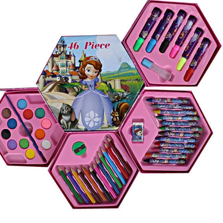 

[PRODUK VVQ] CRAYON SET 46PCS/ COLOURING SET 46 PCS/ SEGI ENAM/ PENSIL WARNA SET SEGI ENAM D7Q