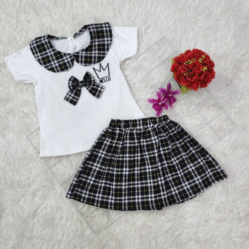 Baju anak.perempuan stelan rok Hello