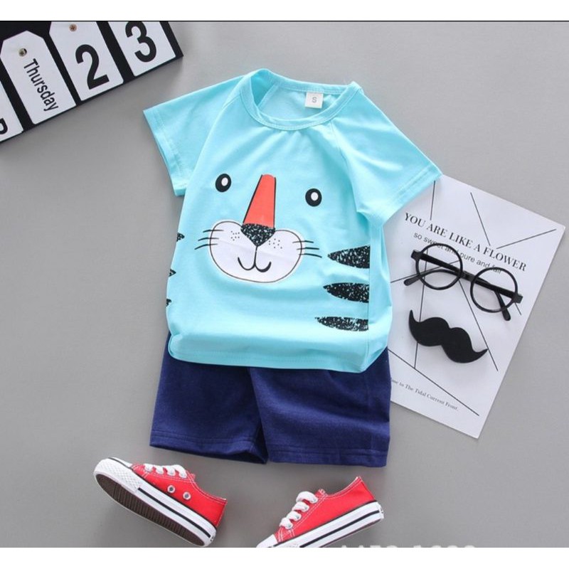 Mamamoli Baju setelan kaos anak laki laki / bayi / baby import/impor lucu mouse mm28