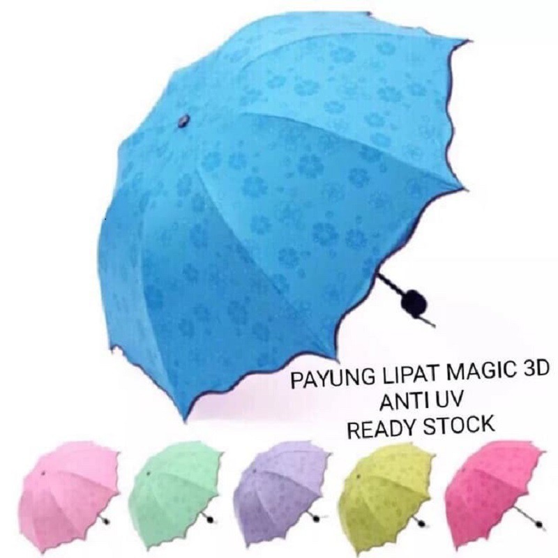 Payung Lipat 3D Anti Umbrella Unik [Free Sarung Payung] Muncul Motif Jika Basah