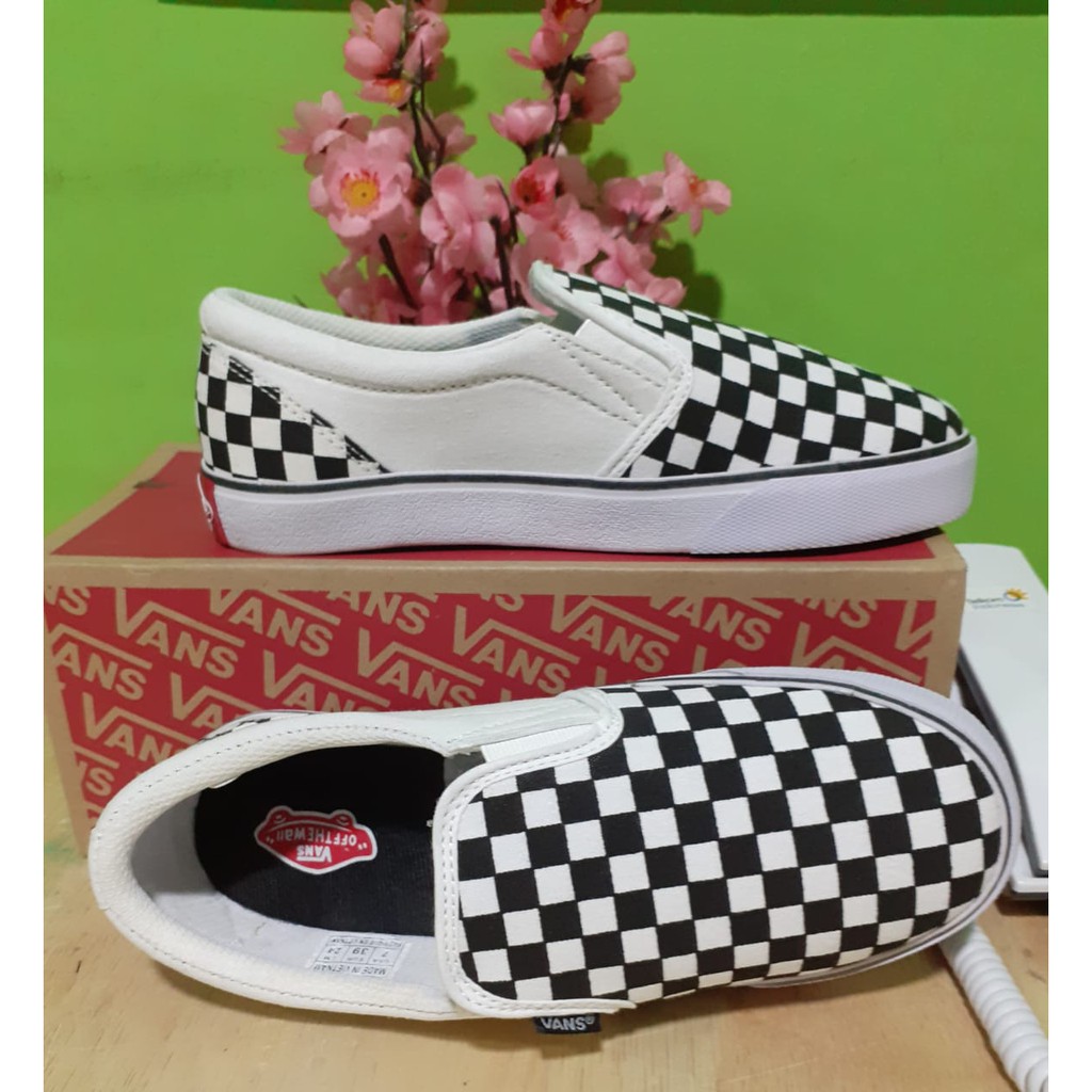 100% PREMIUM Sepatu Vans_ Slip On Slipon OG Checkerboard Catur Thrasher Fear