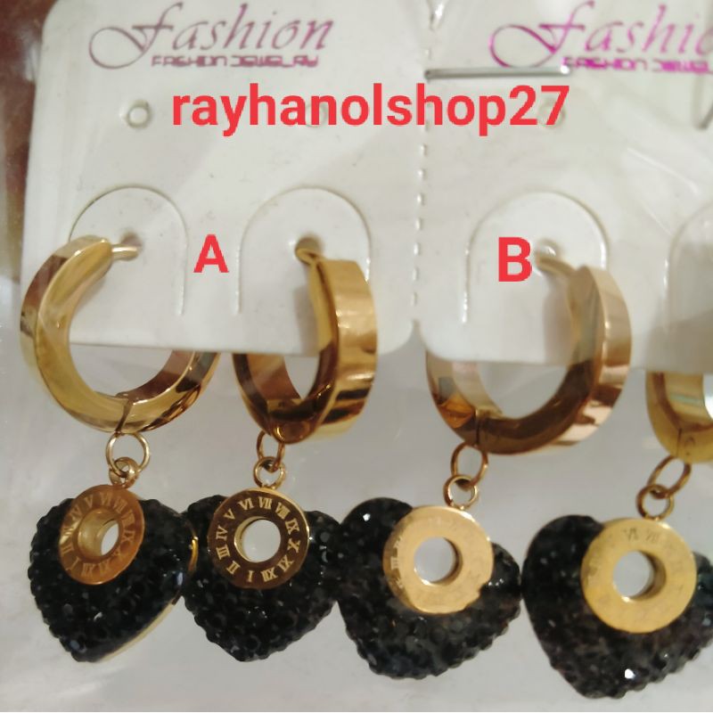 ANTING WANITA JEPIT TITANIUM LAPIS EMAS 24 K MEWAH ELEGAN ANTI LUNTUR