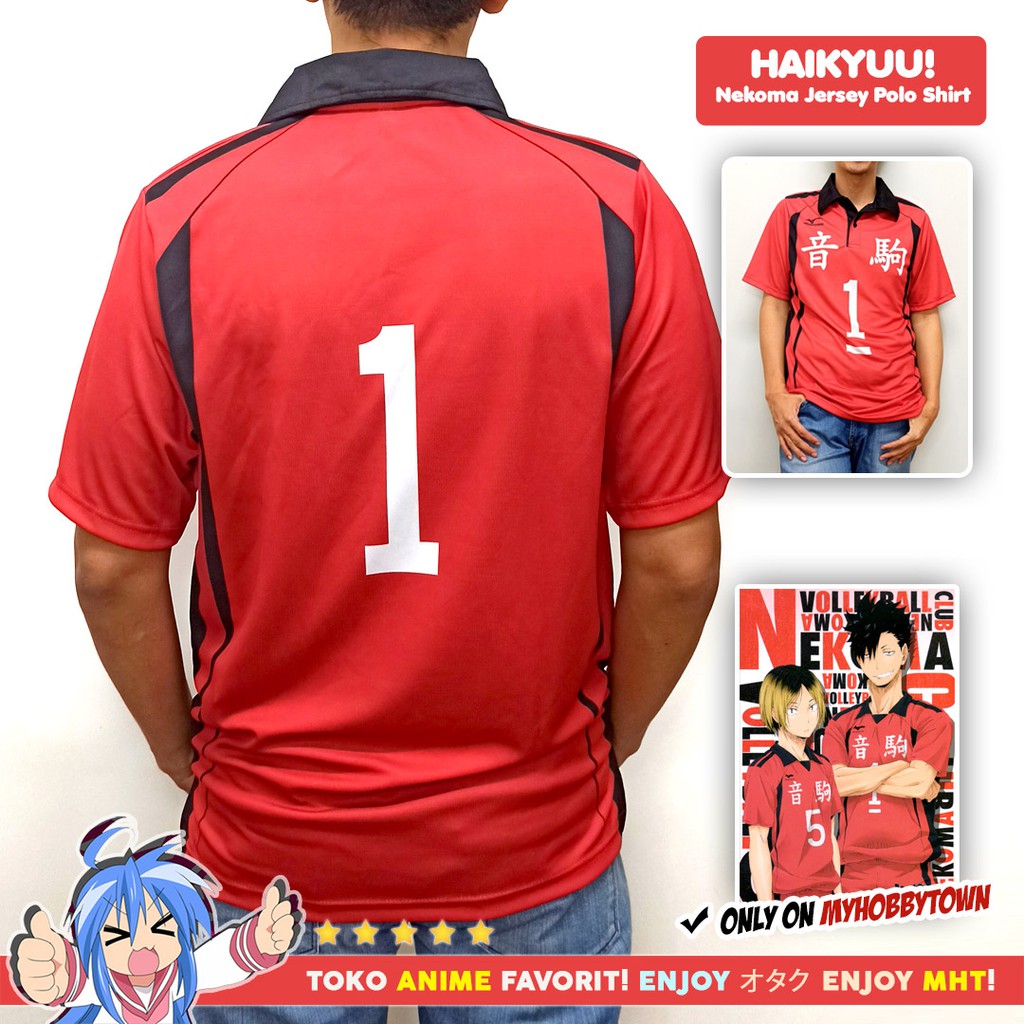 Kostum Anime Cosplay Haikyuu Kaos Polo Atasan Kerah Jersey Nekoma