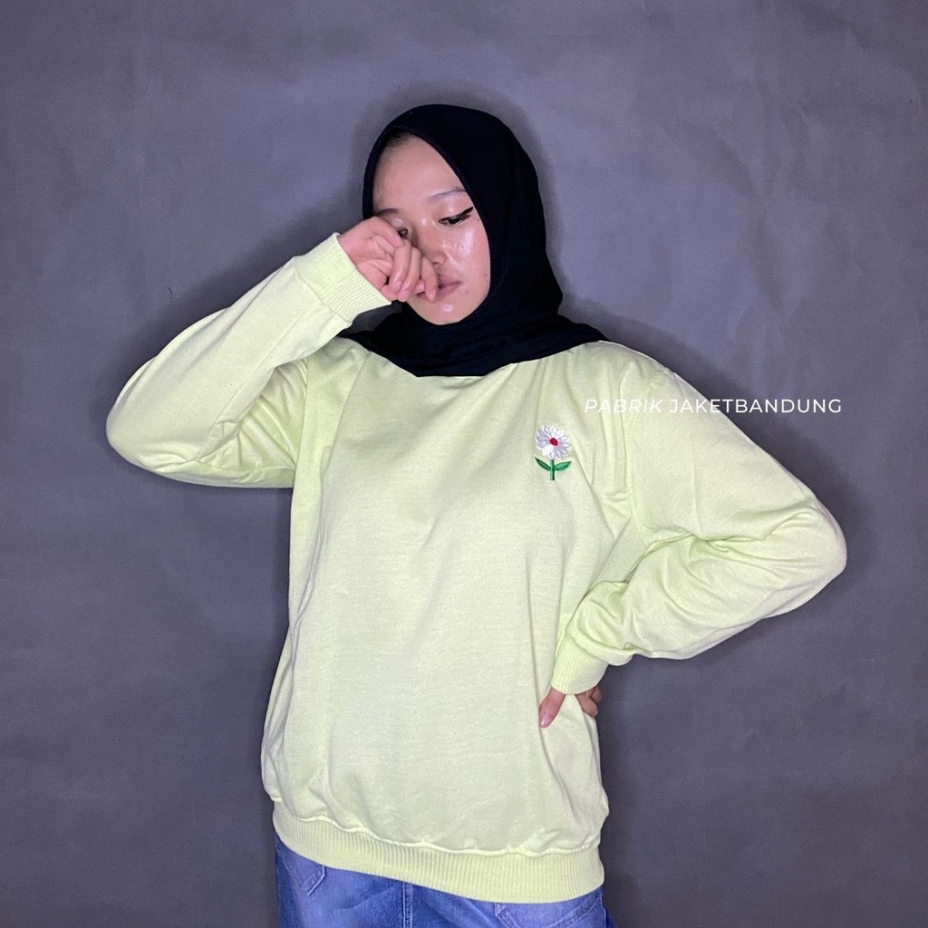 Daisy Flower Bordir // sweater crawneck Wanita