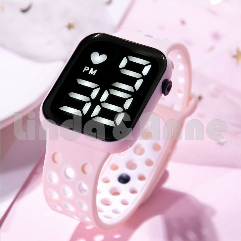 Jam Tangan Wanita Dan Pria Led Digital Rubber Electronic Fashion Couple Anak Remaja Import Premium