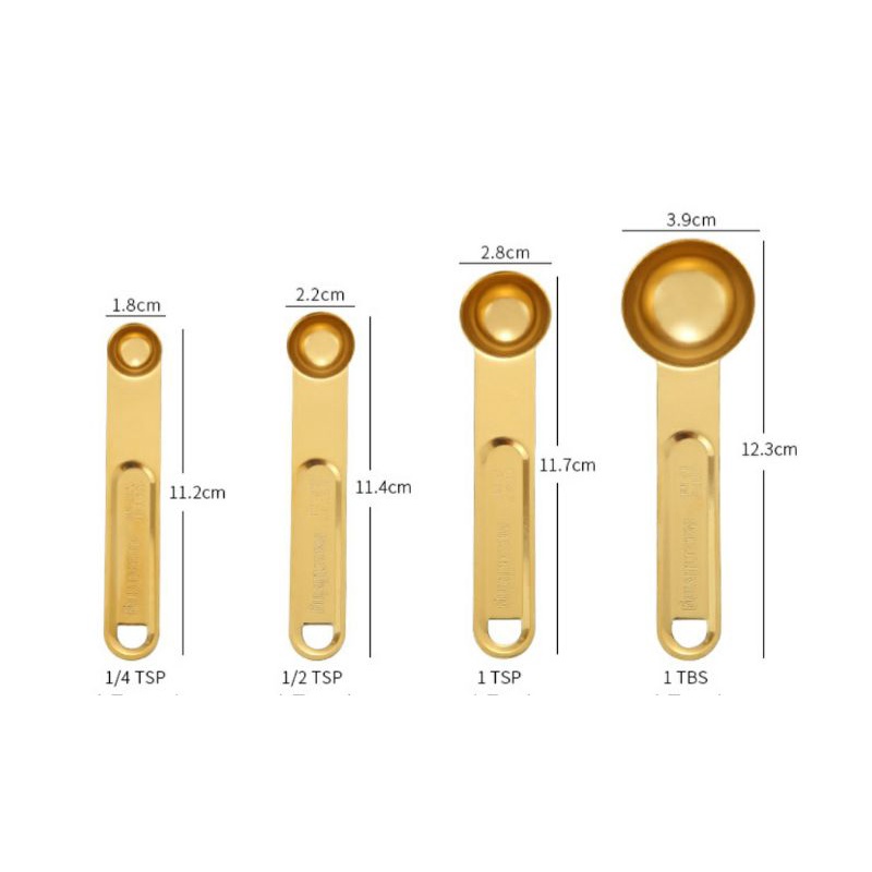 MEASURING SPOON STAINLESS STEEL &amp; GOLD SERIES 4 in 1 / sendok takar 4 in 1