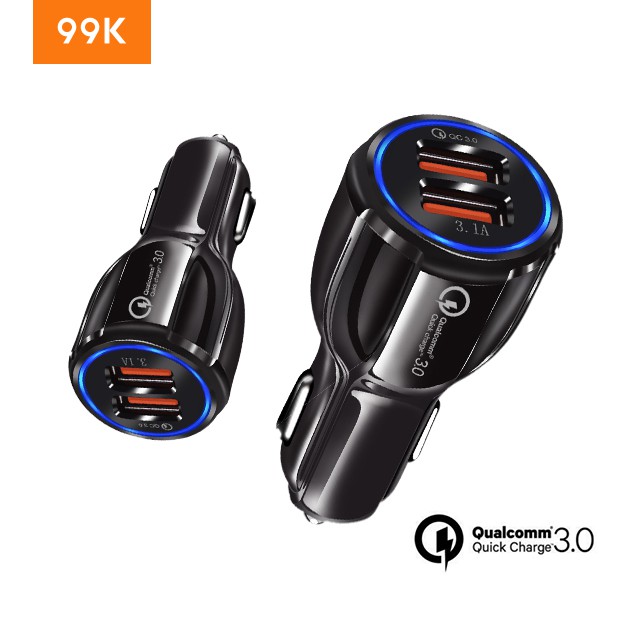 99K Car Charger QC3.0 Fast Charging 2 Ports Casan Mobil