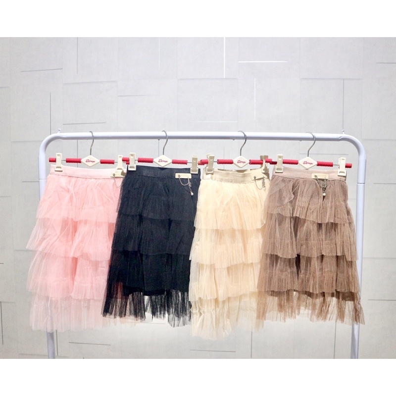 Rok Tutu Midi Anak Premium- Import Corak 3 Tingkat