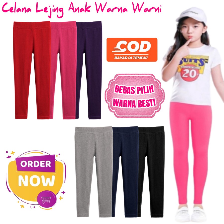 PILIH WARNA Celana Lejing Anak Perempuan Panjang Spandex Premium Usia Bayi Sampai 13 Tahun Termurah