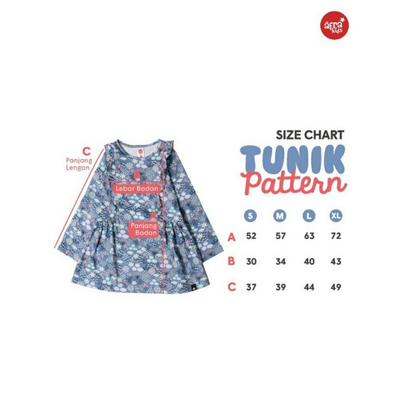 Tunik Pattern Flower Afrakids TP001 untuk usia 2-12 tahun