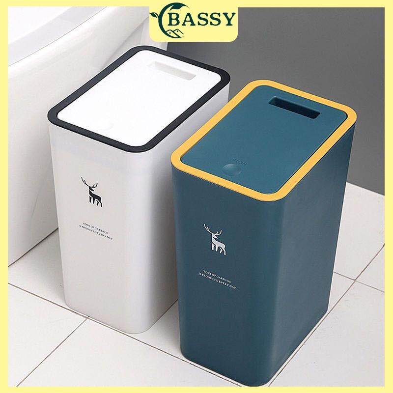 Jual Bassy Tong Sampah Plastik Tertutup Minimalis Kotak Sampah Ruang Tamu Dapur Kamar Mandi 1904