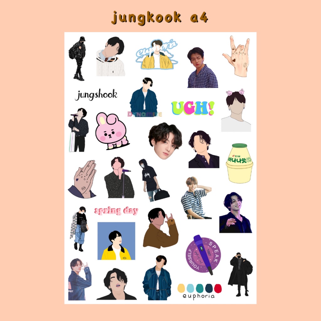 

STICKER BTS MEMBER A4 (Jungkook, Jimin, Jin, V, Suga)