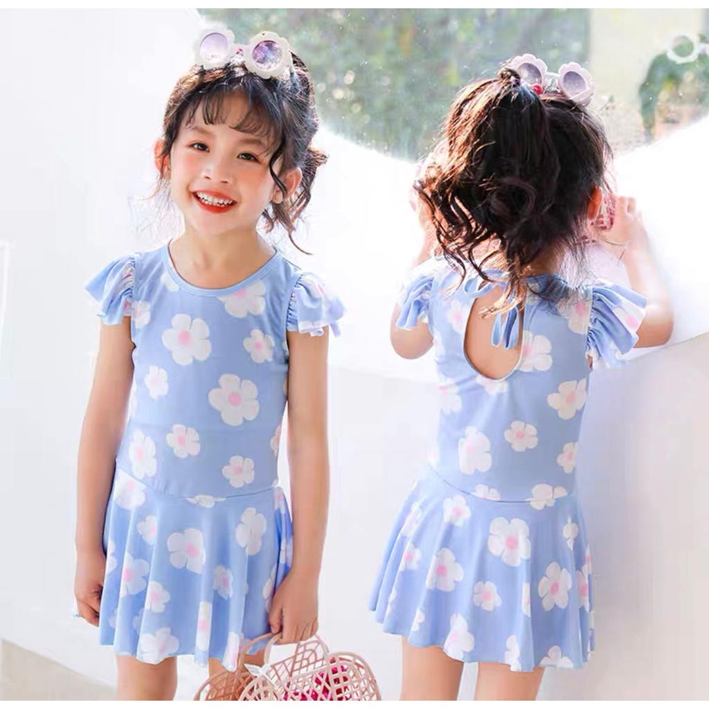 PAKAIAN BAJU RENANG FLOWER SWIMSUIT BIKINI SET BAYI BALITA ANAK BAHAN LEMBUT