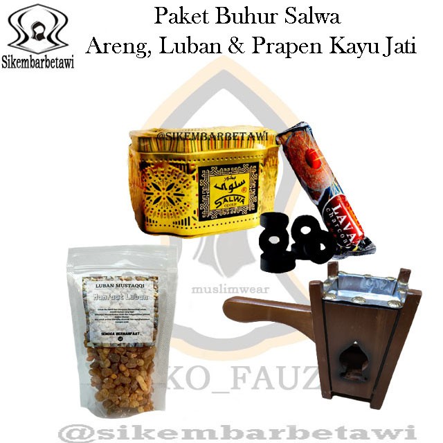PAKET BUHUR SALWA ARENG DAN PRAPEN KERAMIK & PRAPEN KAYU JATI LUBAN ATAU MENYAN ARAB BUHUR SALWA SUR