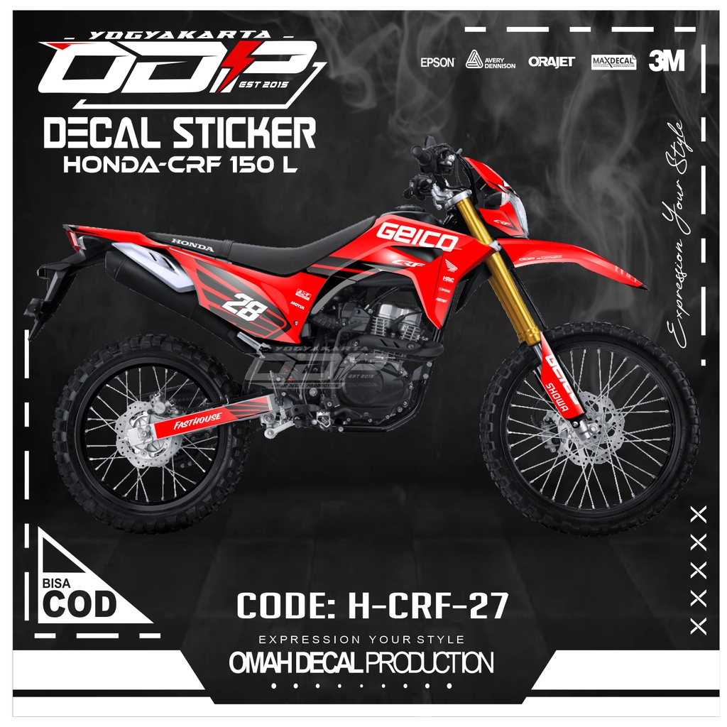 DECAL CRF 150 FULLBODY STIKER DEKAL HONDA CRF 150 DEKAL KEKINIAN KEREN DECAL TEMURAH BANYAK VARIAN W