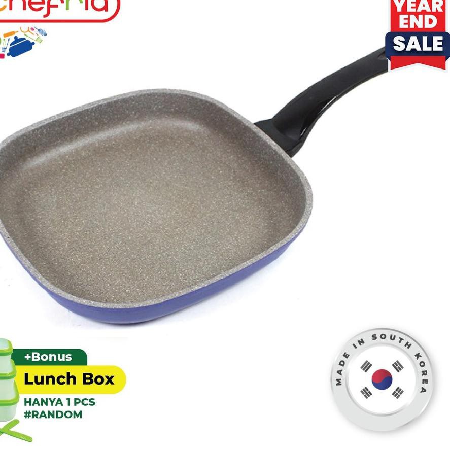 AH76 ℠ CHEFRIA Vivid Square Pan 27cm - Panci/Wajan Kotak Korea Anti Lengket - Terbaik