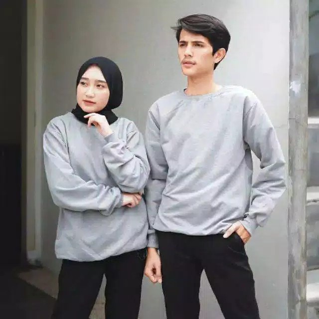 Sweater Crewneck Polos Bahan Tebal Premium Pria Wanita M L XL XXL