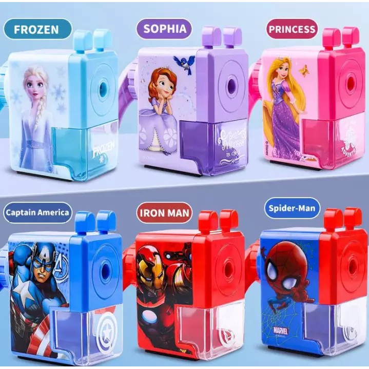 

Rautan Sharpener Putar Serutan Putar Pensil Mickey Spiderman Ironman C.America Frozen Duck