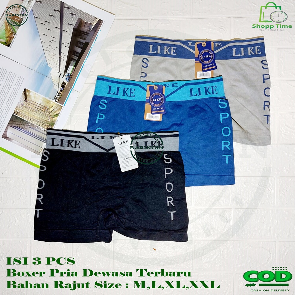 New Celana Dalam Boxer Pria [ ISI 3 PCS ]-Top Boxer Pria Dewasa-Boxer Brief Higt Quality Bahan Rajut