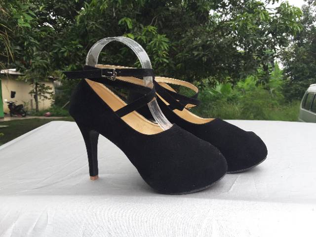 High Heels Wanita hak tinggi 12cm High heels hitam High heels acara resmi High heels formal Pd327