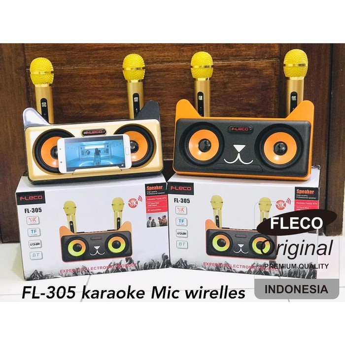 Speaker Mic Fleco Karaoke FL-305 Free 2 Mic Wireless