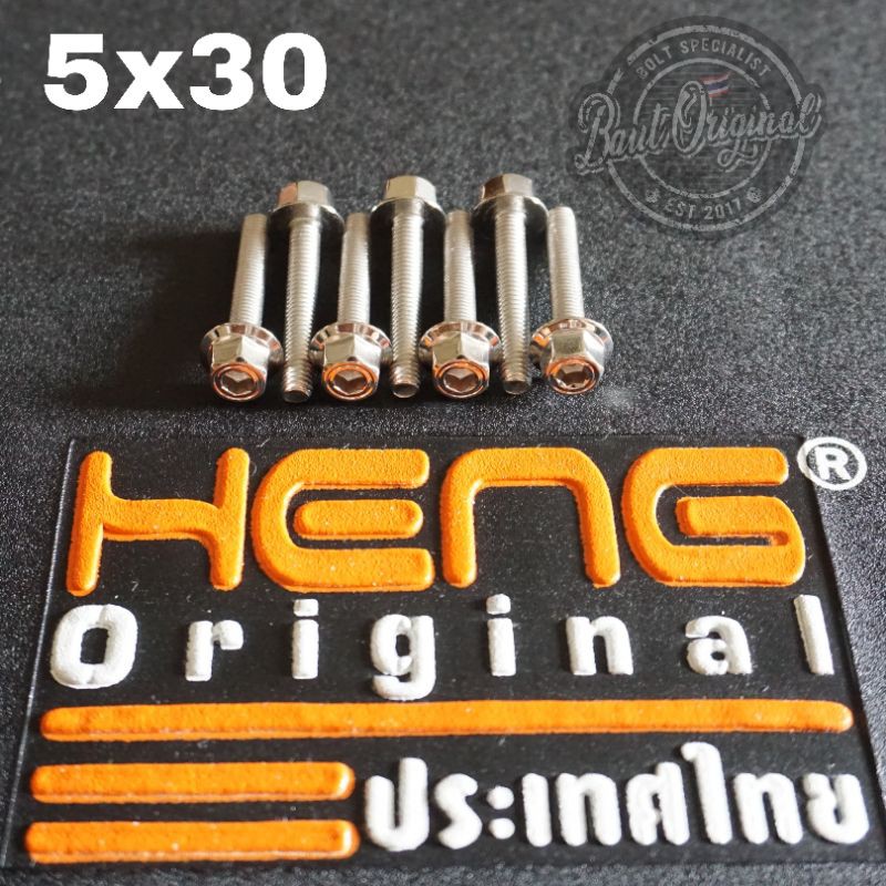 baut probolt 2kunci 2 kunci stainless 5x30 drat 8 panjang 3cm original heng thailand silver