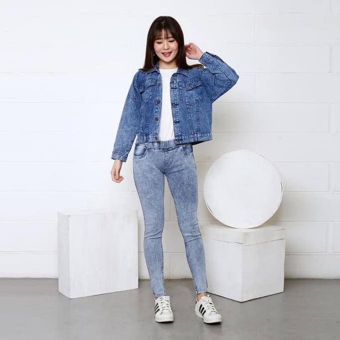 JAKET JEANS CROP WANITA // CROP JEANS CEWEK